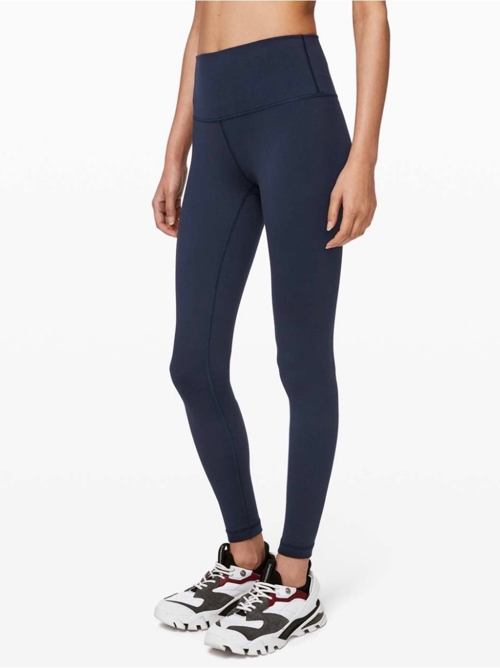 Lululemon wunder under high rise tight 28" navy blue luon size 4 yoga gym